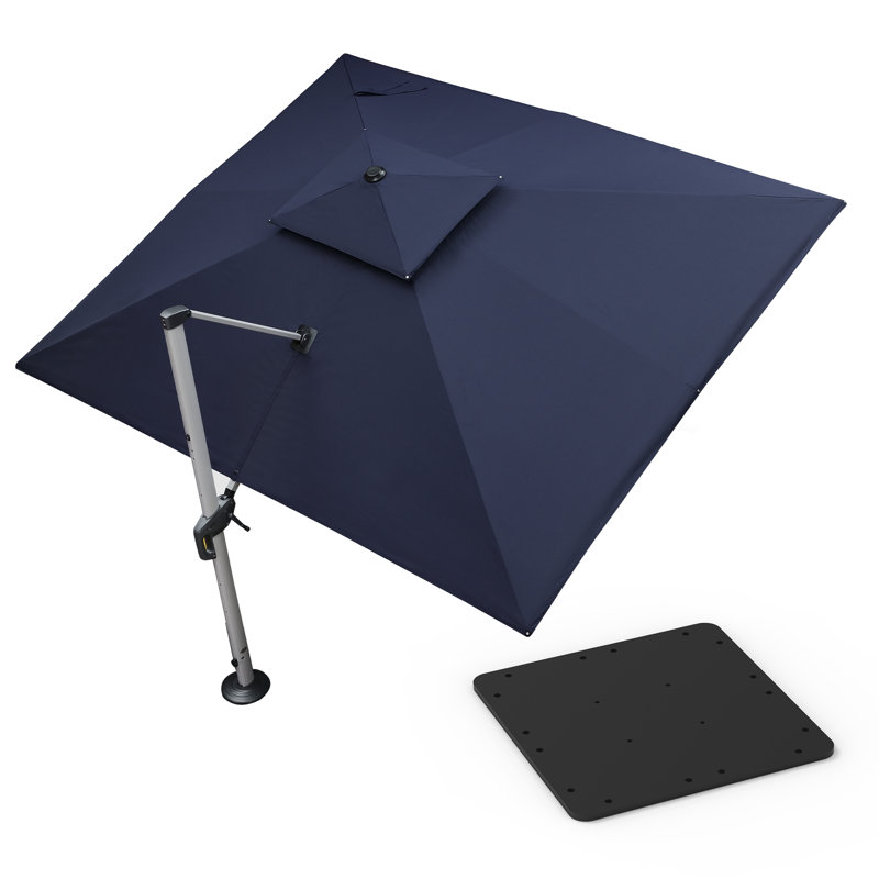 Parasol en porte-à-faux rectangulaire 10 pi x 12 pi avec base en tôle d'acier Hokku Designs, Beige