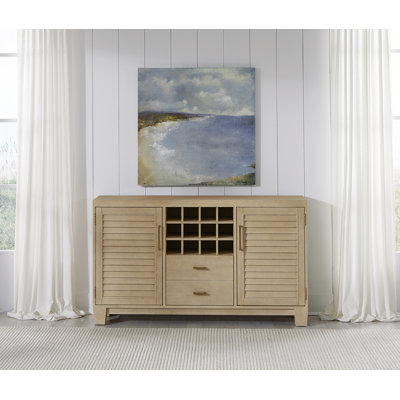 American Heritage Port Regal Bar Cabinet - White Oak Finish with Satin Brass Hardware, Stemware Holders, Bottle Opener & 12-Bottle Wine Storage