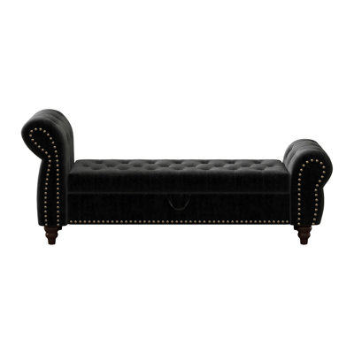 64.5" Bed Bench for Bed Room Nails Tufted Chaise of Lounge with Storage Velvet Upholstery 