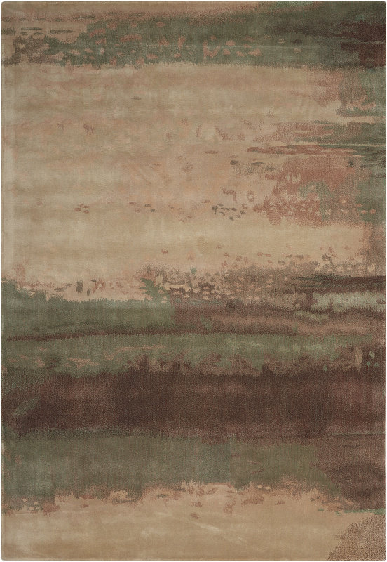 Wool Abstract Area Rug in Cream/Gray/Light Tan, Rectangle 4' x 6'