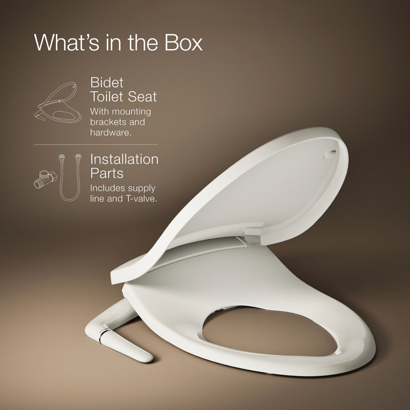 Puretide Toilet Elongated Bidet Seat, Biscuit