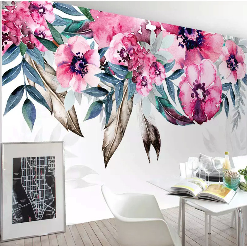 Papier peint à fleurs Yonic, L 114 po x l 204 po