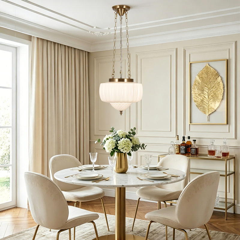 Baptiste Belby 1 - Light Schoolhouse Pendant Light With Mint/milk Glass Shade For For Bedroom, Dining Room, Hallway, Kitchen Island