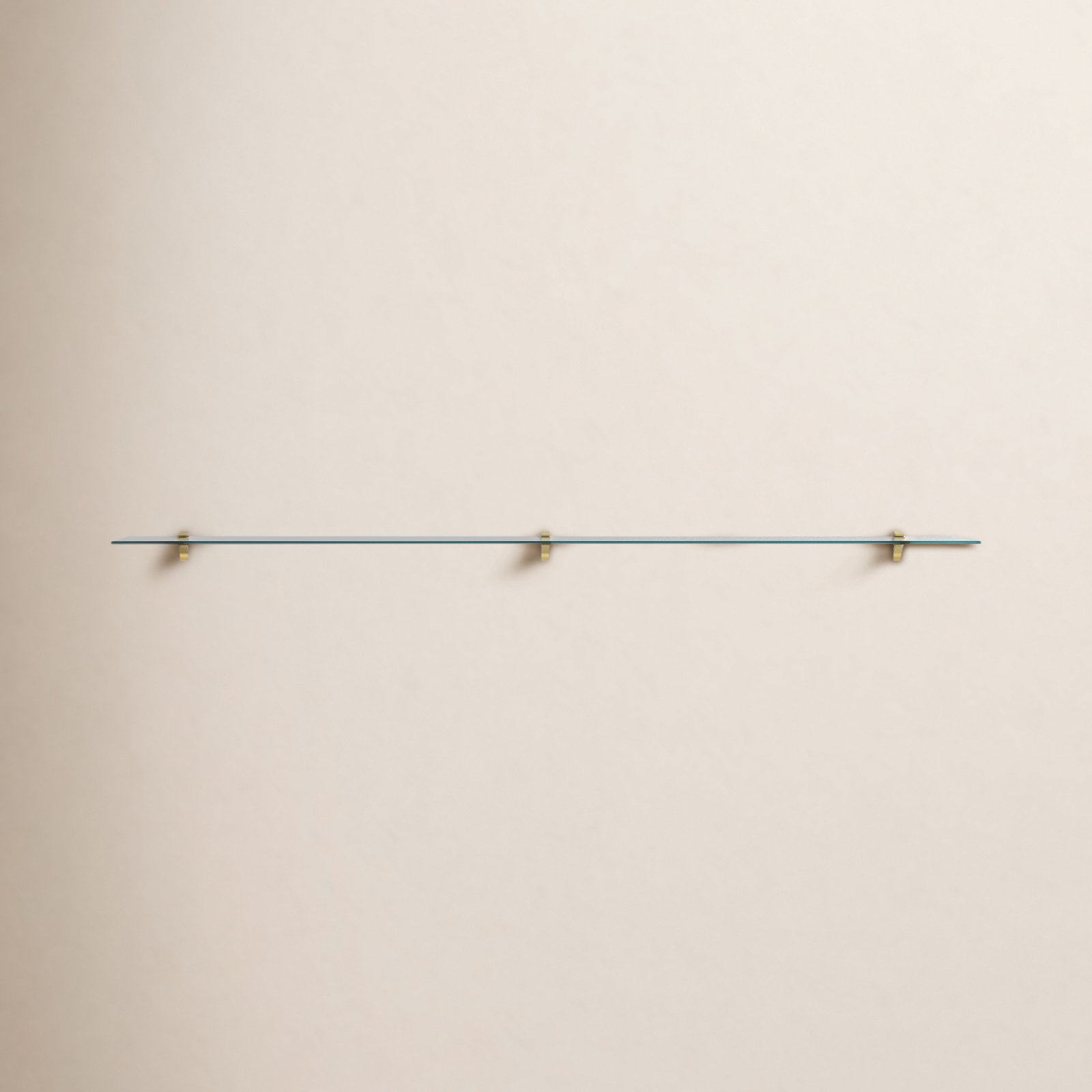 Electra Glass Wall Shelf, 2.86" H x 48" W x 10.5" D, Brass