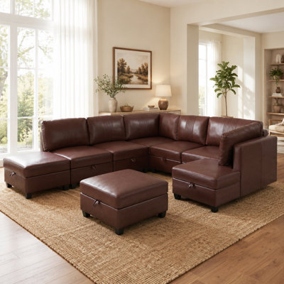 8 Seat Customizable Flexible Modular Sectional Sofa with Hidden Under-Seat Storage