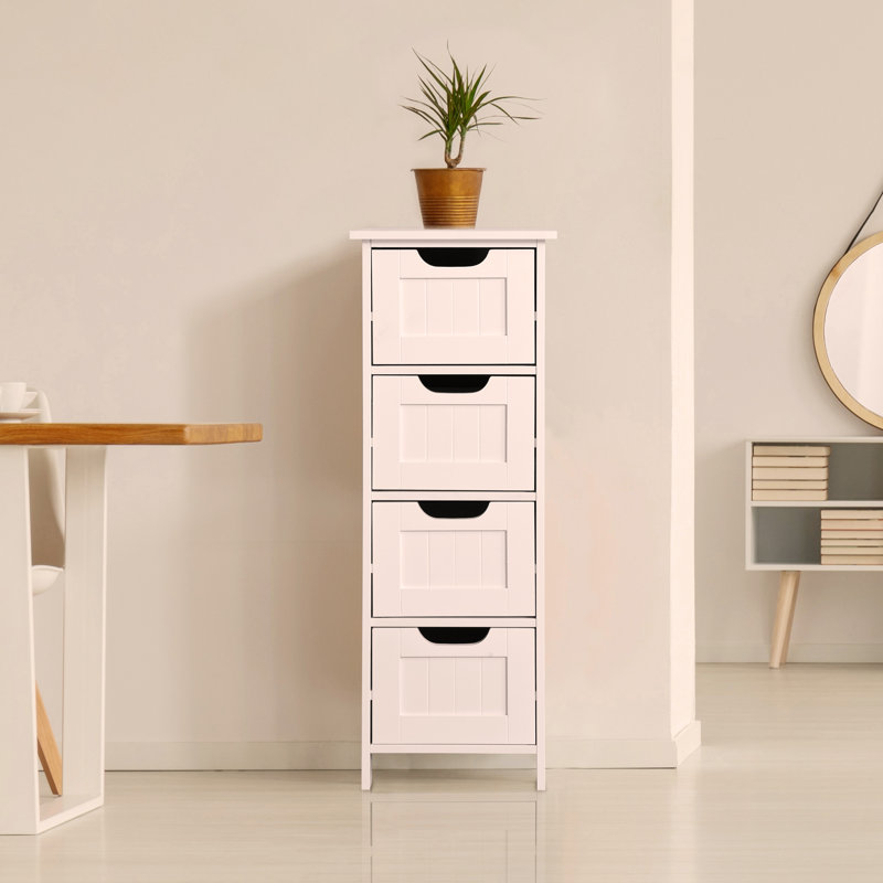 Armoire de rangement blanche pour salle de bain, armoire autoportante avec tiroirs