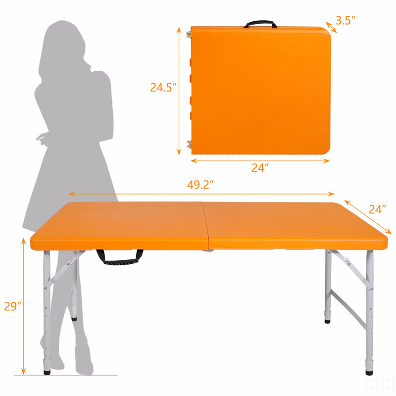 Table pliante portative à poids pliable pour l'intérieur et l'extérieur - 135 kg, Orange