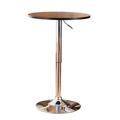 Black Adjustable Table With Wood Top - 24" Metal Base Height 26"-36" Desk Sleek & Bar Gas-Lift Mechanism For Adjustment