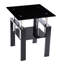 Tempered Black Glass Table, 2 Storage For Multiple Areas, Simple Assembly Work Ahead Side Table Bedroom Spaces, Geometric Design, Long - Lasting Performance