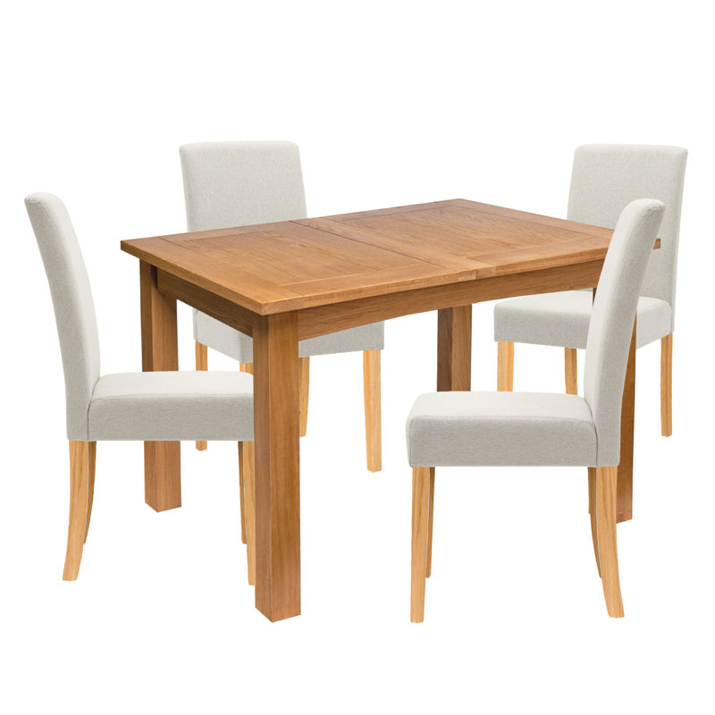 Sorrento 4 - Person Extendable Solid Oak Dining Set, Beige