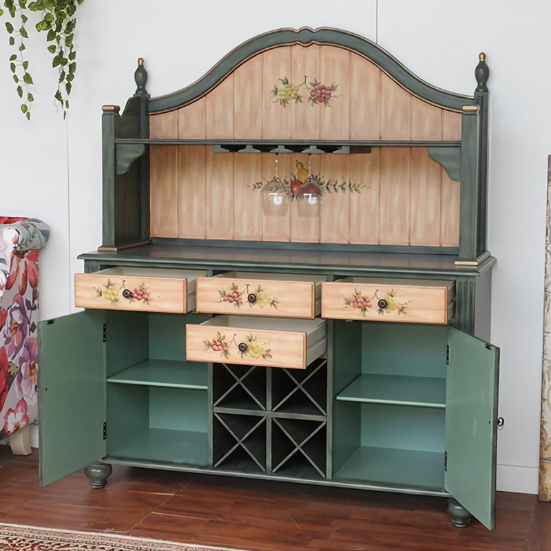 Buffet rétro en bois massif multifonctionnel
