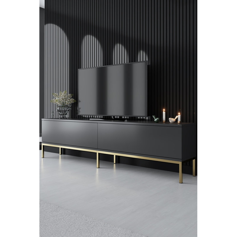 Meuble télé, Gris/doré