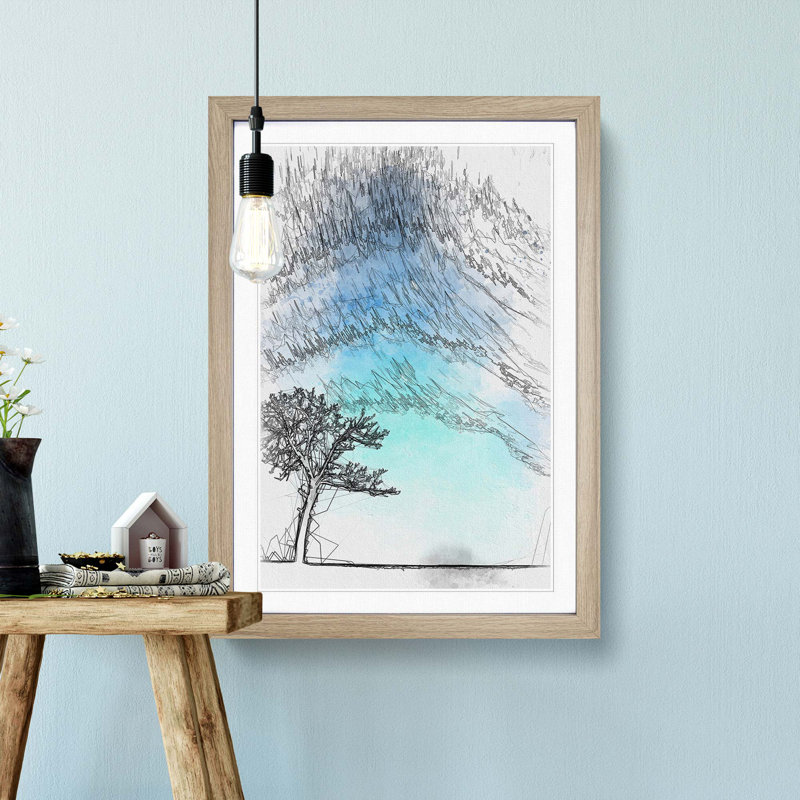 Tree at Dusk in Slovakia in Abstract - Framed Print, 76cm H x 50cm W x 2cm D, Oak