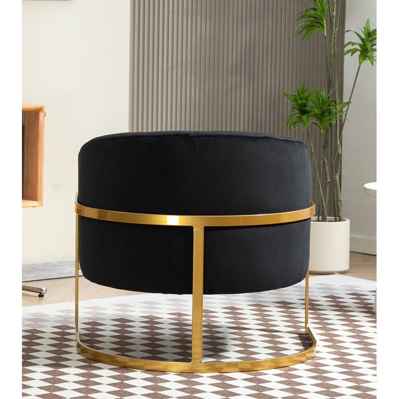 Gold frame velvet armchair, Black Velvet
