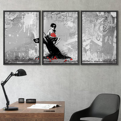 Pop Urban Street " Spray Paint Banksy Rocket Plane Graffiti & Street Art Comic Book Modern Art Urban Portrait " 3 - Pieces