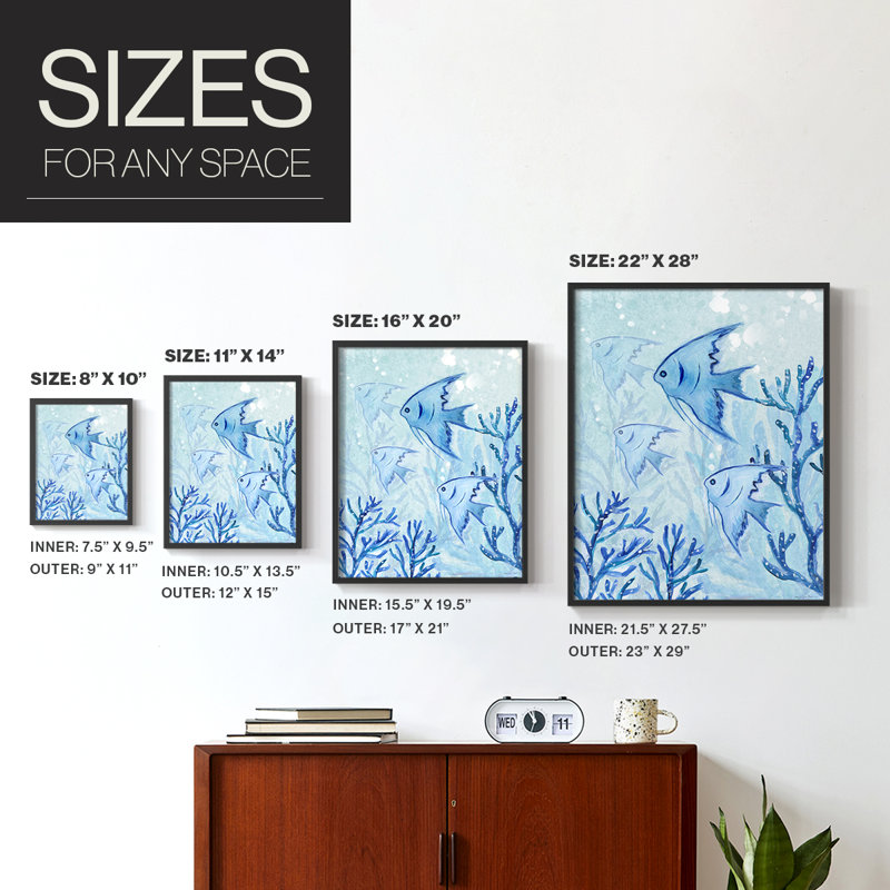 Angel Fish II Framed Print - Solid Wood, Black, 11" H x 9" W