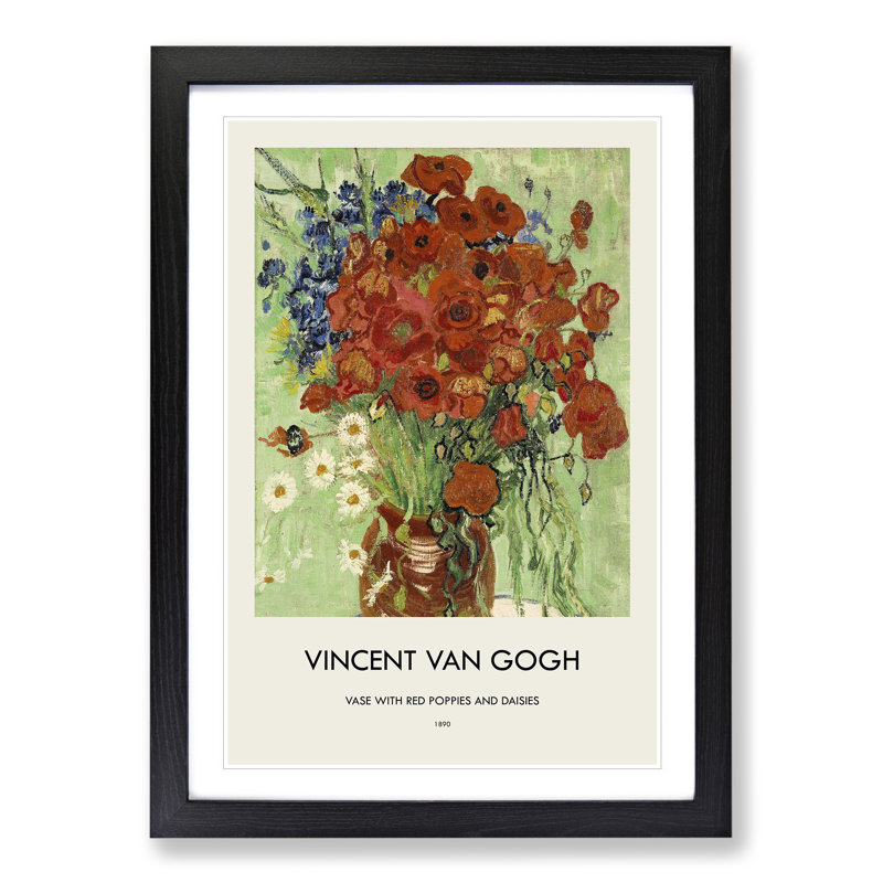 Still Life With Daisys by Vincent Van Gogh - Single Picture Frame Print, Black Framed, 36cm H x 27cm W x 2cm D
