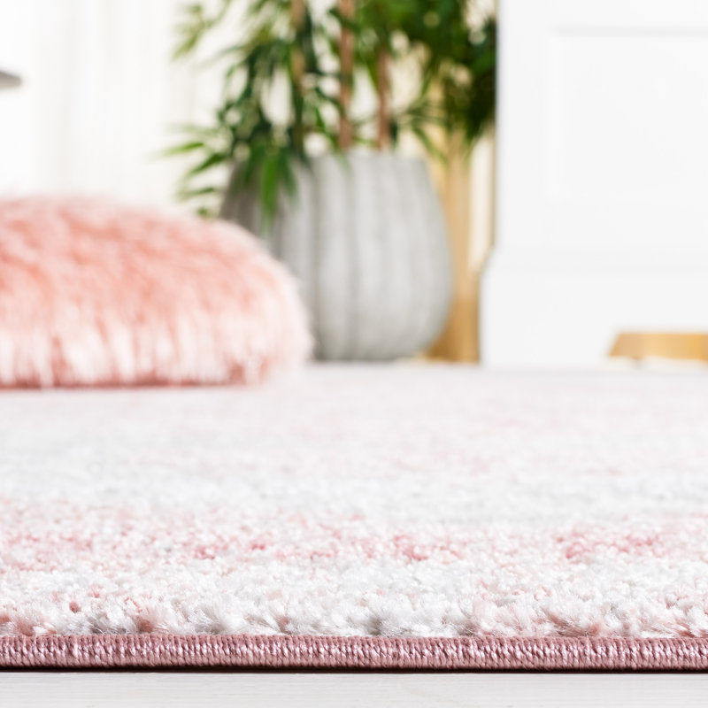 Lowrey Ivory/Gray/Pink Rug, Rectangle 5'5" x 7'6"