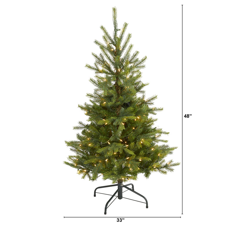 Arbre de Noël artificiel épinette vert avec lumières claires, H 4 pi
