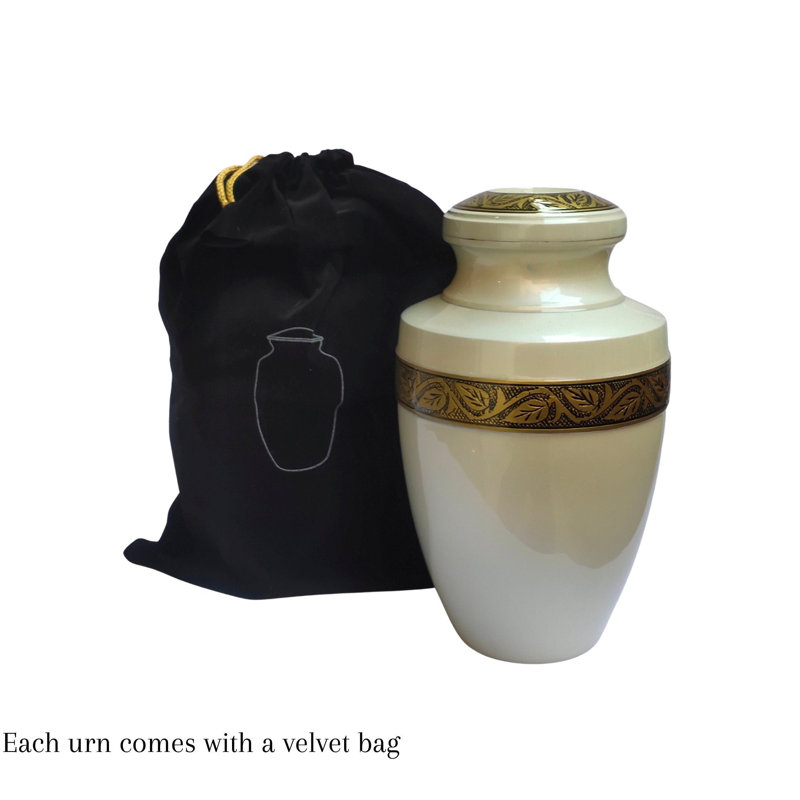 Leaf Vine Adult Cremation Urn, 10.5" H x 7" W x 7" D, White