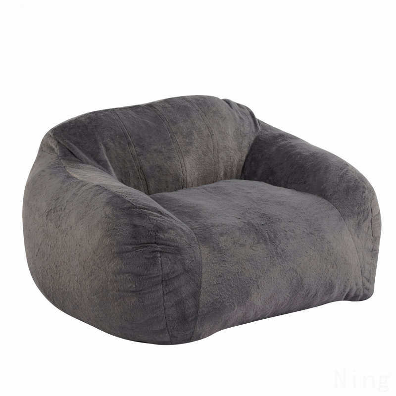 Fauteuil à billes d'intérieur, fausse fourrure grise