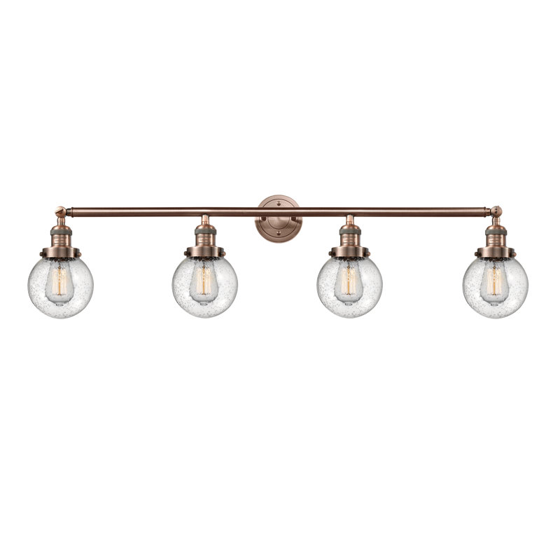 Clementina 4 - Light Dimmable Vanity Light, 60 Watt Vintage Incandescent Bulb, Clear, Antique Copper