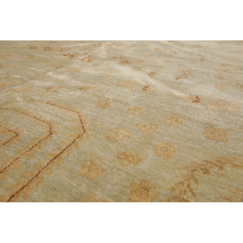 Tapis brun en laine noué à la main de conception unique 5 pi 6 po x 8 pi