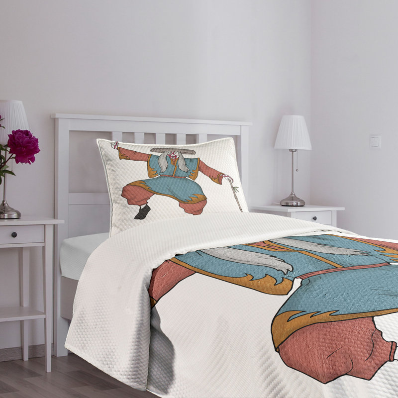 Ambesonne Kabuki Bedspread Set Costume Hat Multicolor