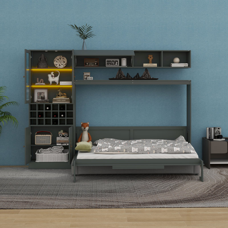 Lit escamotable avec canapé Murphy, Gris