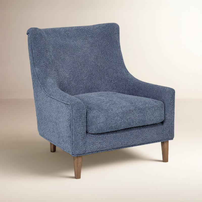 Fauteuil d'appoint rembourré à dossier haut Aurora, Polyester saphir