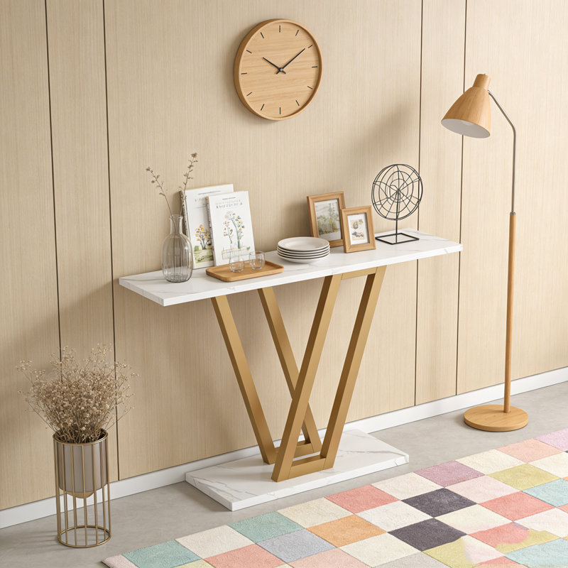 Console industrielle pour hall d'entrée, Marble White