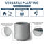 17 po Grand pot / pot rond en béton gris naturel (intérieur de qualité supérieure) avec trous de drainage