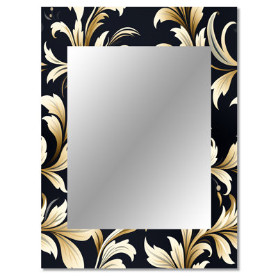 Shamena Beige Sleek Damask Harmony - damask  Mirror, Boho Decorative Wall Mirror, Printed Metal Art