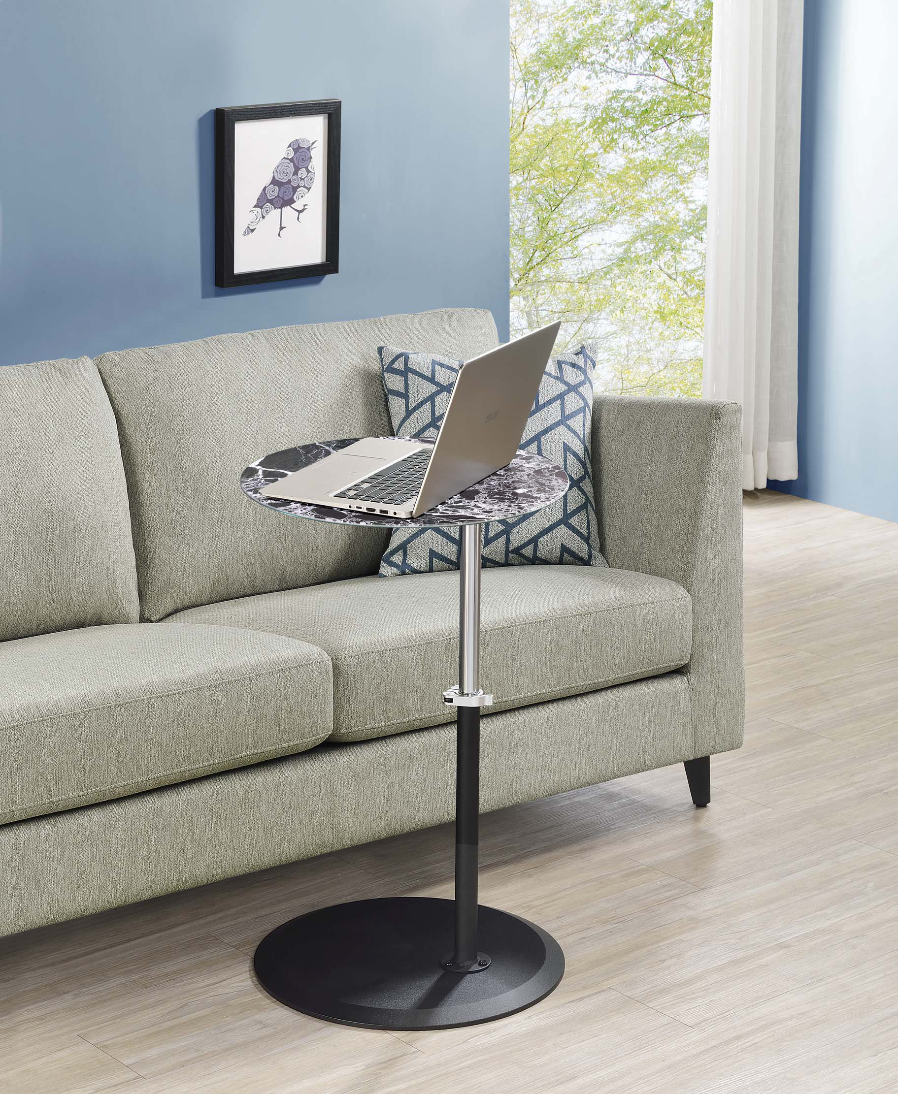 Wrought Studio Height-Adjustable End Table With Textured Marble Top ...