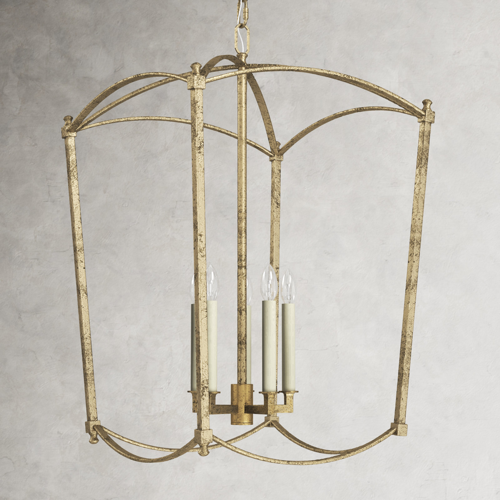 Olive 5-Light Dimmable Geometric Lantern Chandelier , Antique Guild