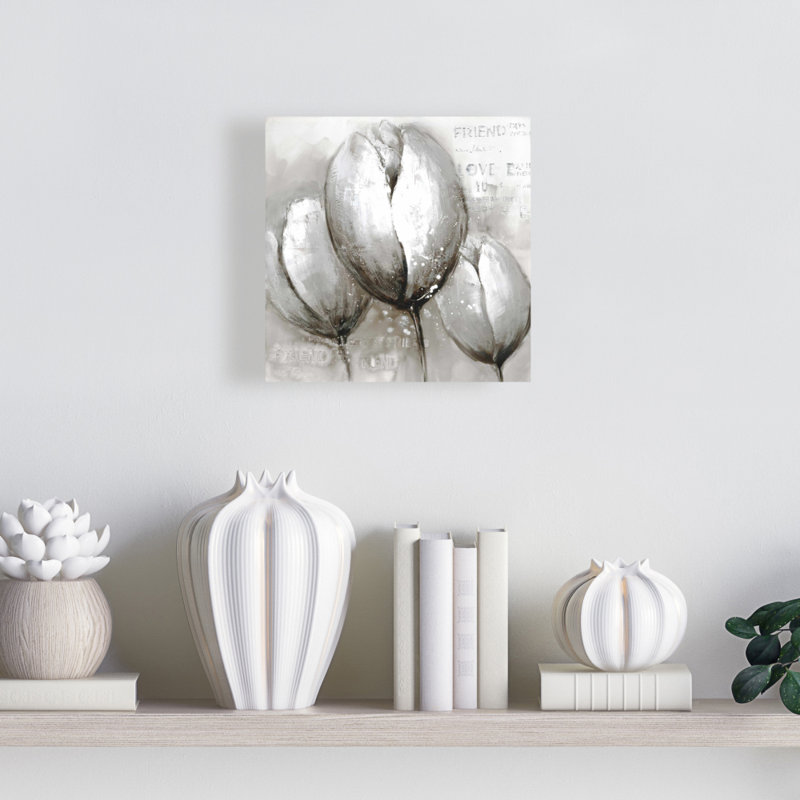 Trois tulipes blanches, art floral botanique