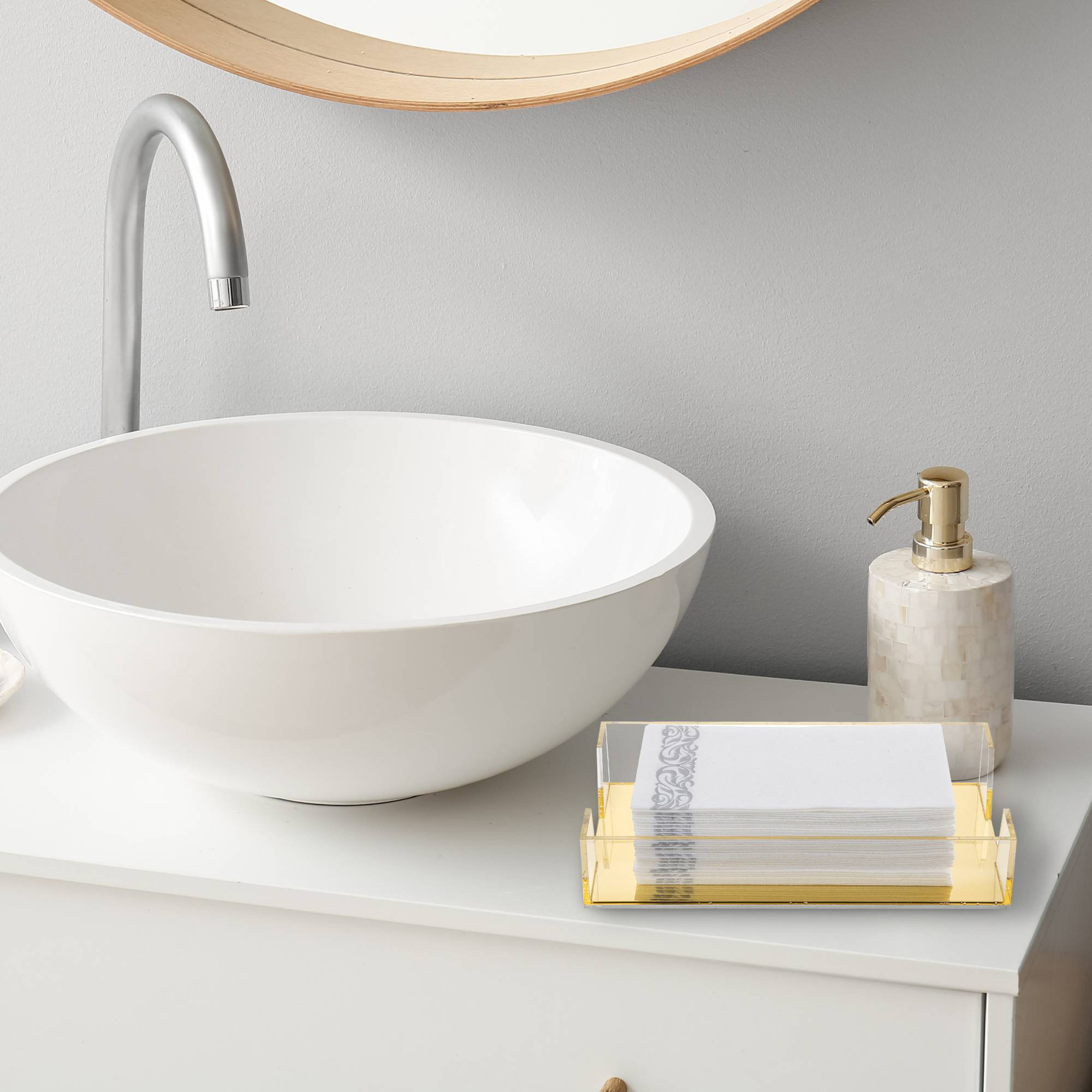 Mercer41 Acrylic Gold Bathroom Accessories Storage Decor Tray - Wayfair ...