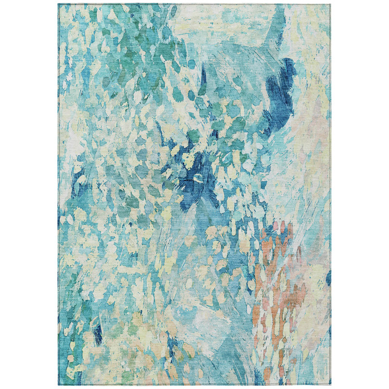 Machine Washable Indoor/Outdoor Chantille ACN2736 Modern Rug, Teal, 3' x 5'