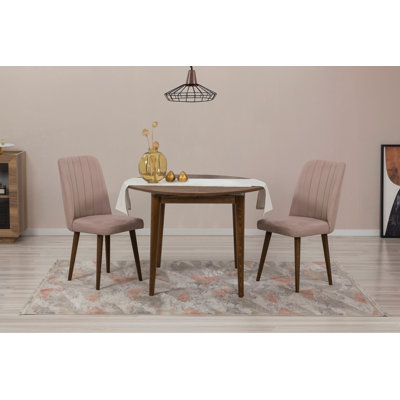 Ensemble de table et chaises de salle à manger extensible (3 pièces), 39,4 po x 29,5 po x 39,4 po | 100% panneau de particules enduit de mélamine, pieds en bois | Parfait pour les réunions de famille et les salles à manger élégantes