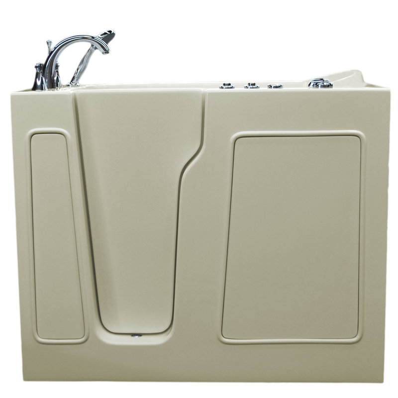 Prairie 45.75 " L x 26 " W Walk-in and Mounting / Installation Required Fiberglass Bathtub with Faucet, Biscuit, Left