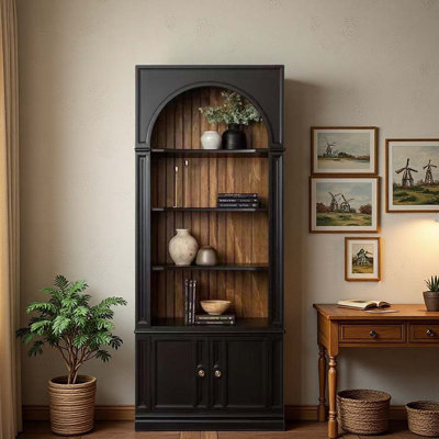 Black solid wood bookcase
