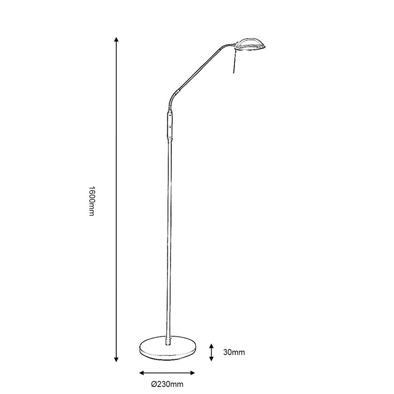 Bloomsdale 160cm Task Floor Lamp with Outlet, Chrome