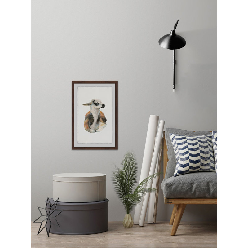 Laying Llama - Single Picture Frame Painting, 46 cm H x 30 cm W