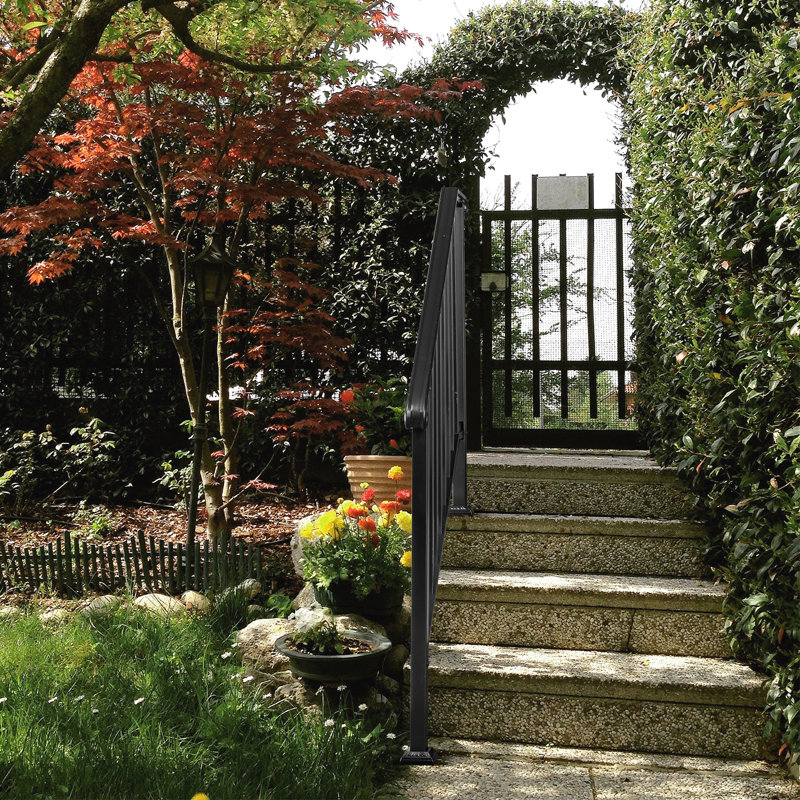 Fegley Metal Handrail Stair Railing, 149.9cm H x 101.6cm W x 5.1cm D