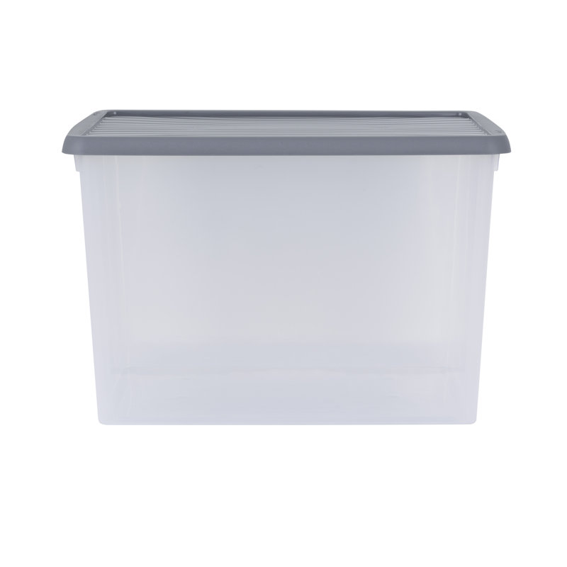 Wham 50L Archive Box & Lid Pack of 3 Clear/Cool Grey