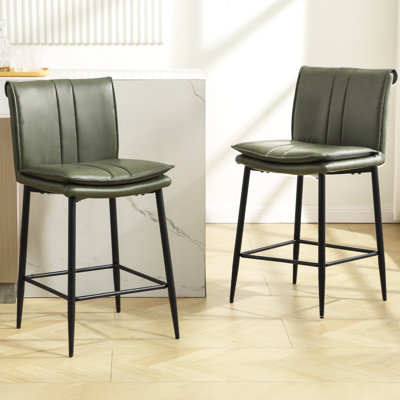Tabouret de comptoir moderne rembourré avec dossier, avec pédales, avec structure en métal, tabouret de bar à hauteur de comptoir pour îlot de cuisine, bar à café.