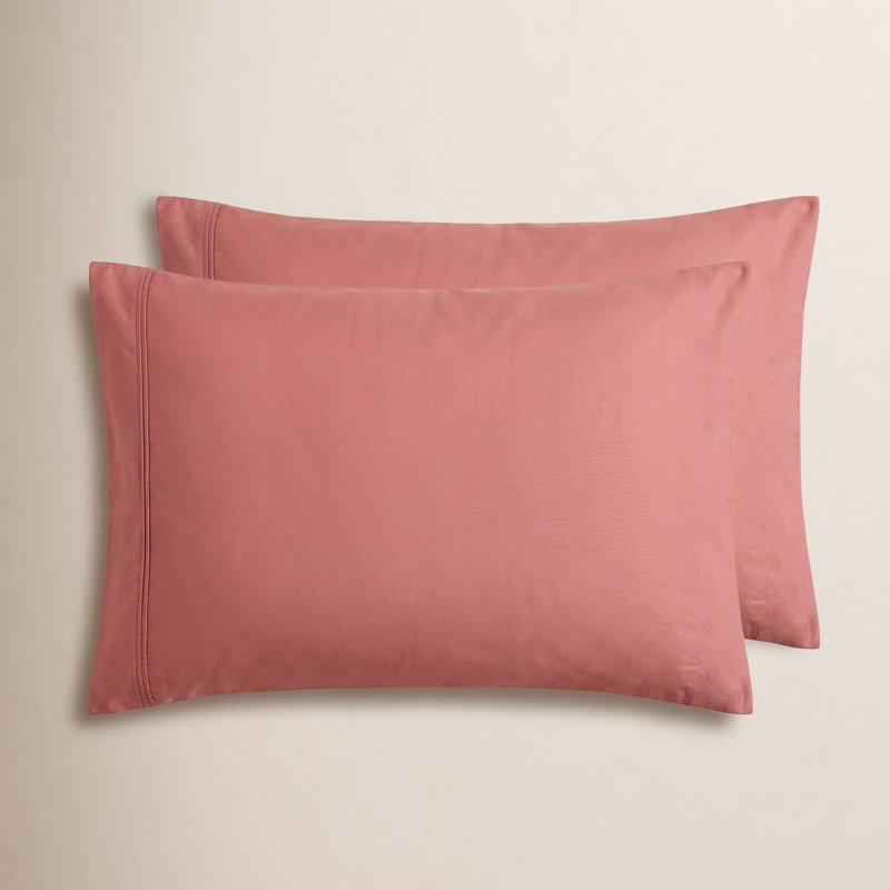Edmont Certified Egyptian Cotton 530 Thread Count Solid Pillowcase, Standard, Blush