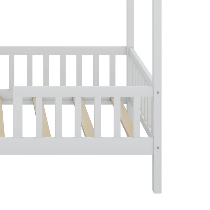 Lit simple simple - Clôture incluse, Blanc / Gris
