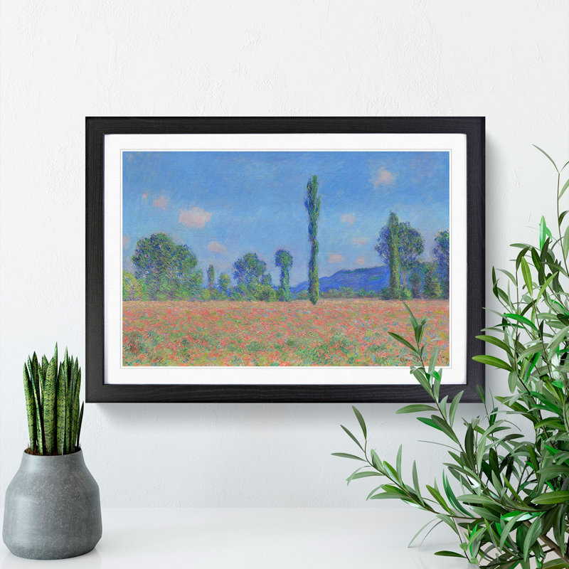 Poppy Field in Giverny Vol.2 by Claude Monet - Framed Print, 48cm H x 65cm W x 2cm D, Black Framed