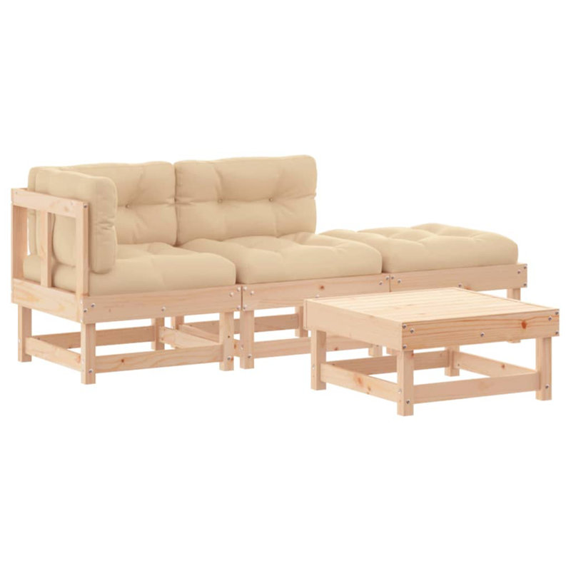 Ensemble de conversation avec coussins Giso, Brun, Beige